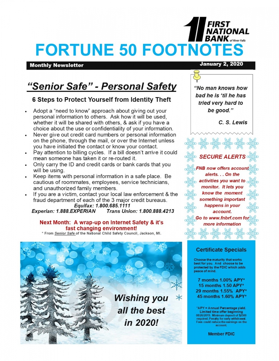 January 2020 Fortune 50 Newsletter - Front
