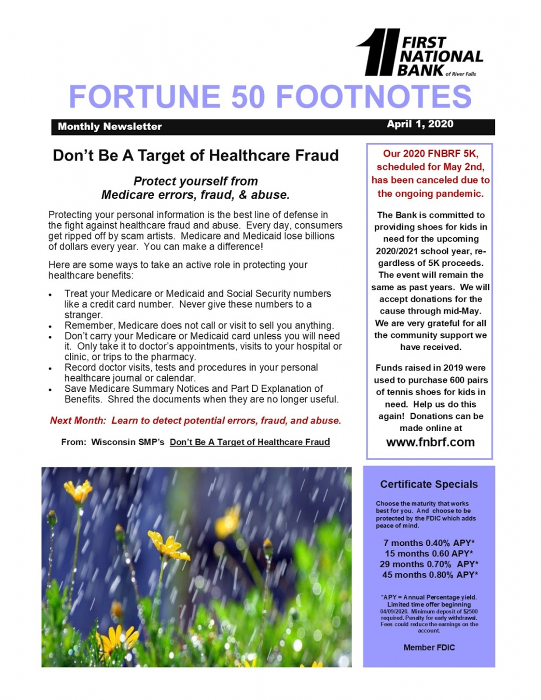 April 2020 Fortune 50 Newsletter - Front
