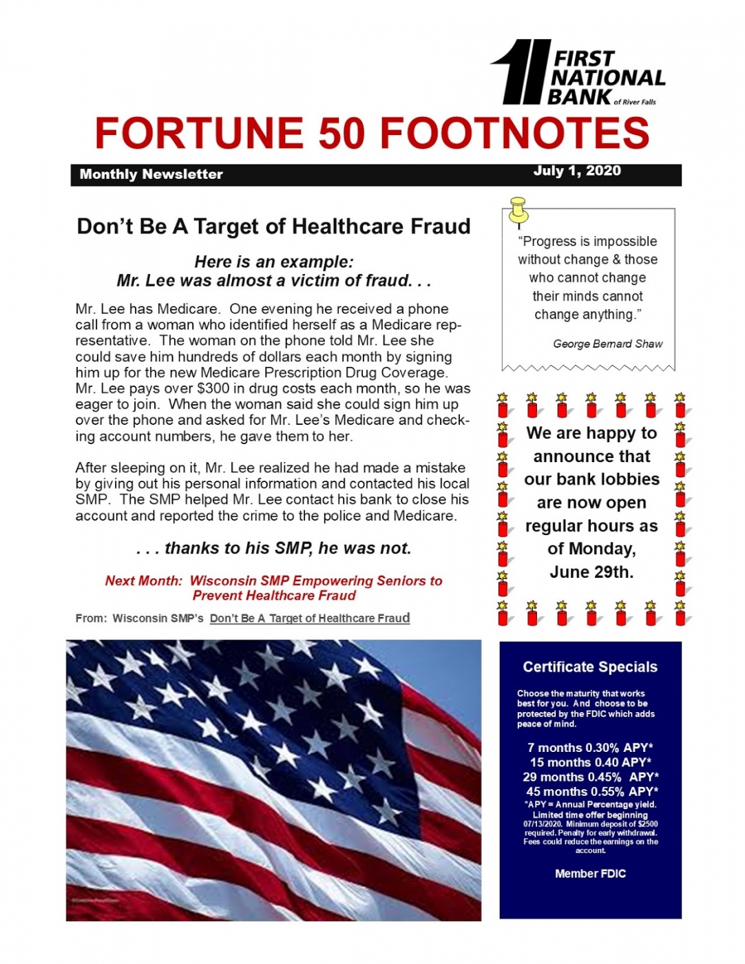 July 2020 Fortune 50 Newsletter - Front