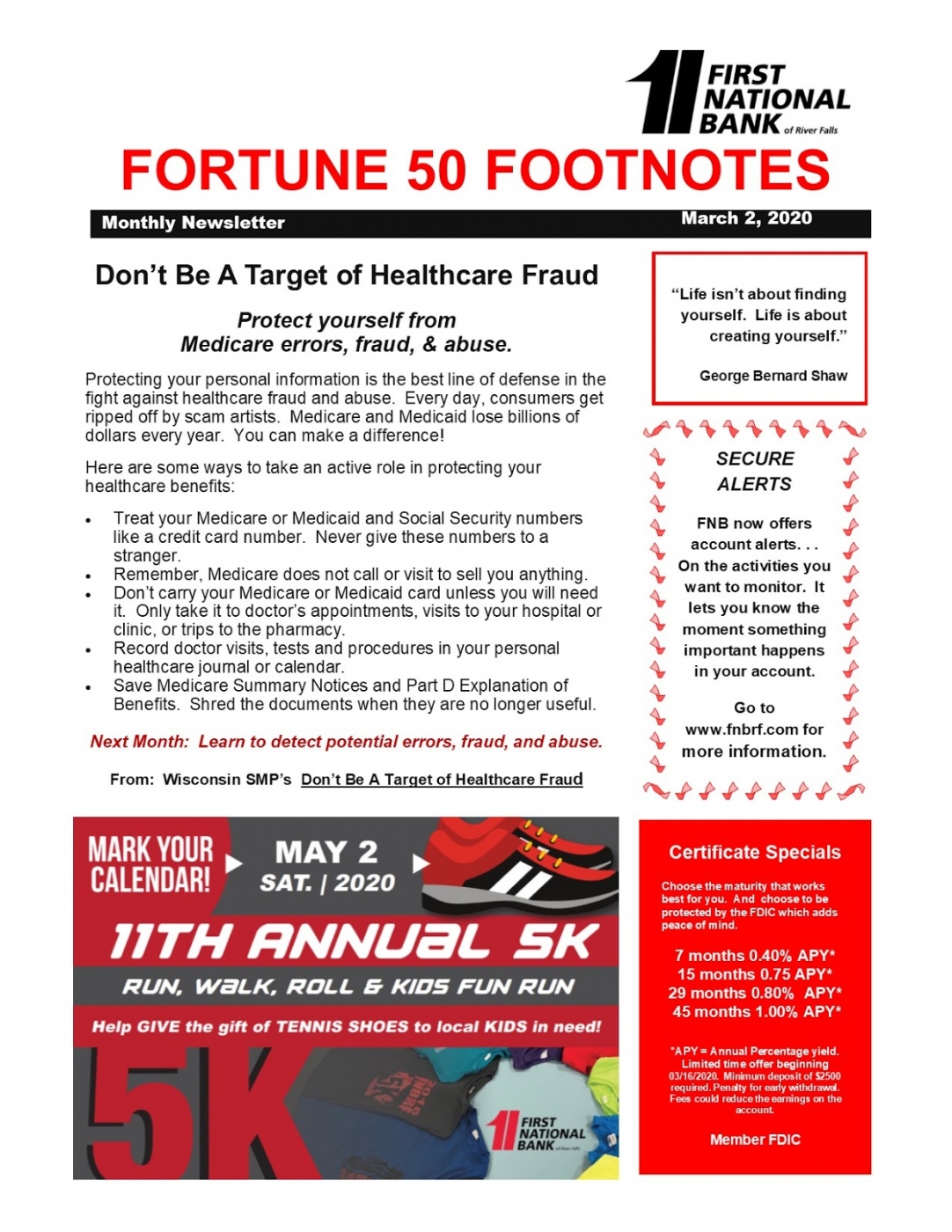 March 2020 Fortune 50 Newsletter - Front